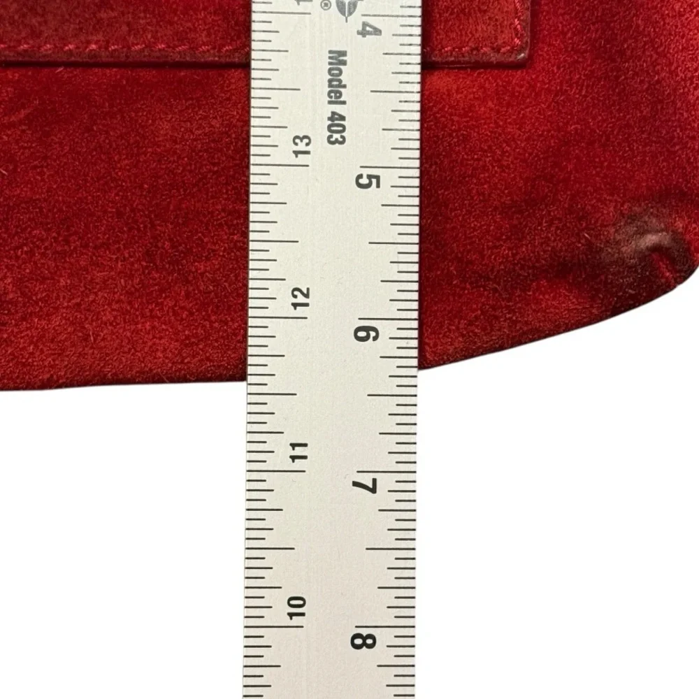 Vintage Escada Suede Leather Red Handbag Shoulder Bag - Picture 3 of 5
